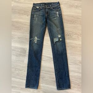 FIDELITY DENIM “Stevie” Mid Rise Skinny Distressed Ripped Jeans. Size 24/33
